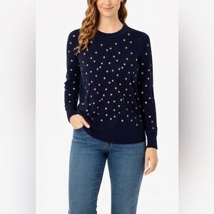 J. Crew Sweater Merino Wool Navy Star Embroidery Size Small